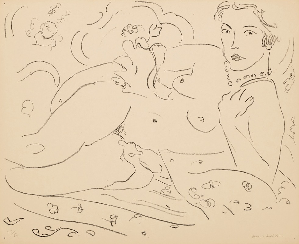 Henri Matisse's painting 'Nu, main gauche près de l’épaule' features a nude figure in a striking composition.