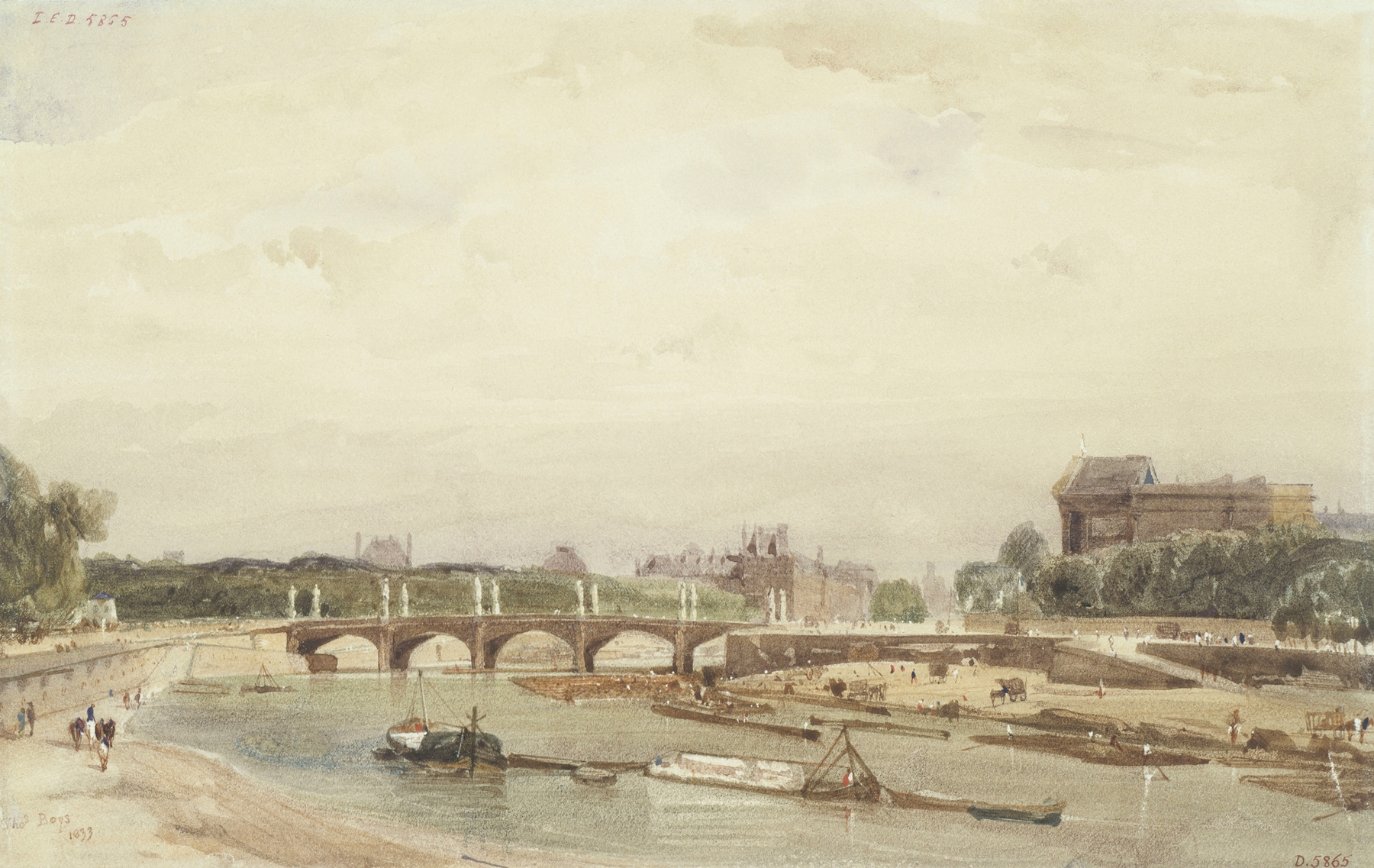 Le pont de la Concorde vu du Cours de la Reine, by Thomas Shotter Boys, public domain