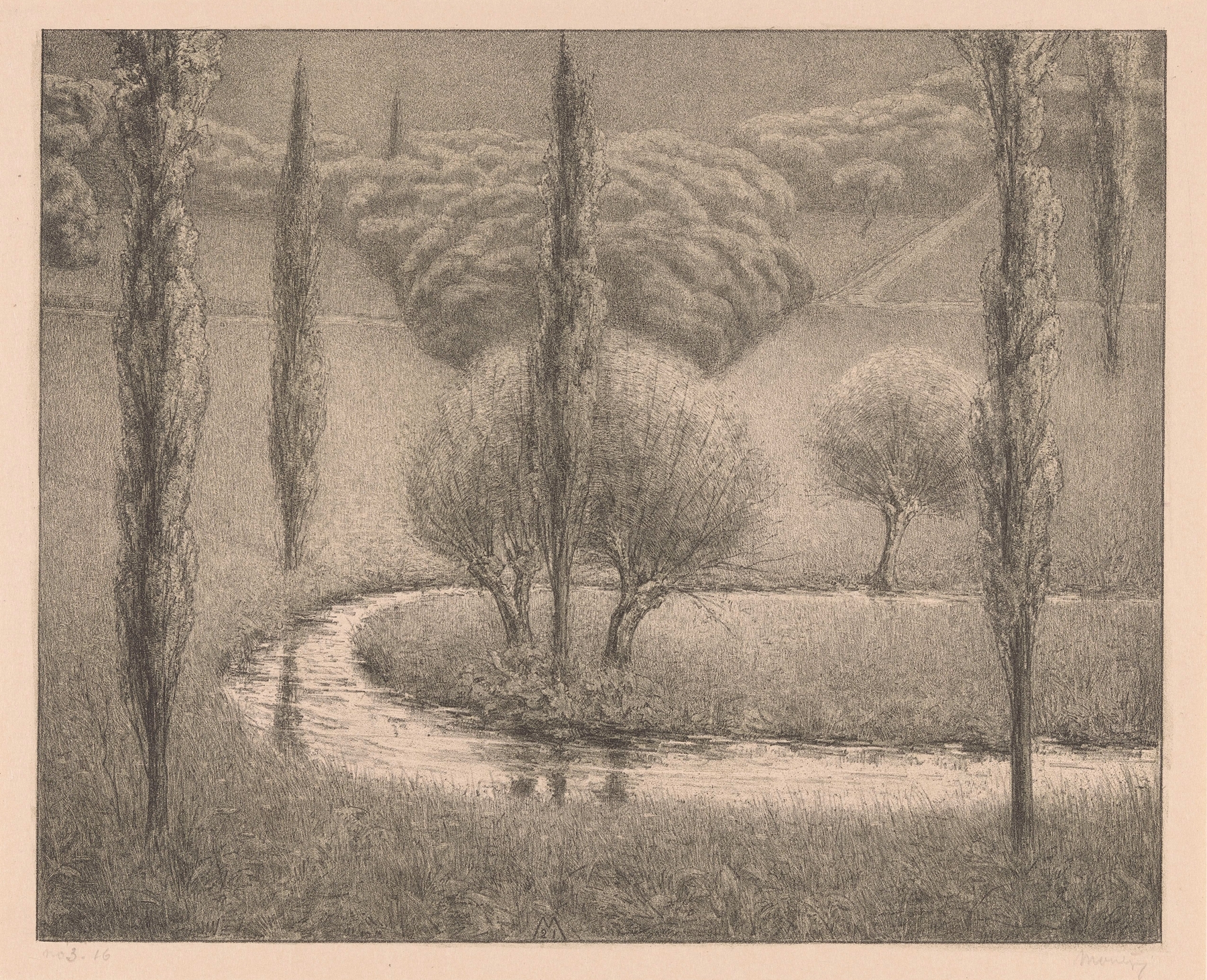 Landschap met wilgen en populieren, by Simon Moulijn, public domain