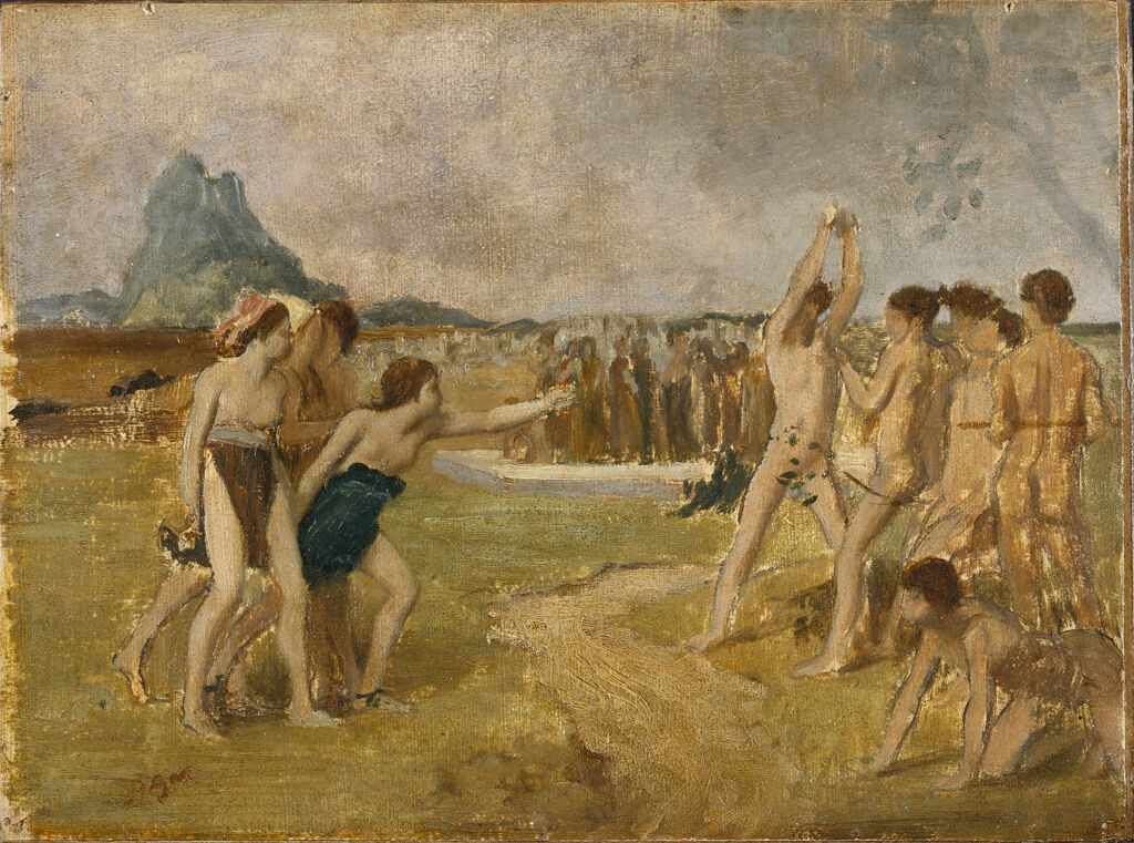 Study for "Young Spartan Girls Challenging Boys", by Hilaire-Germain-Edgar Degas, public domain