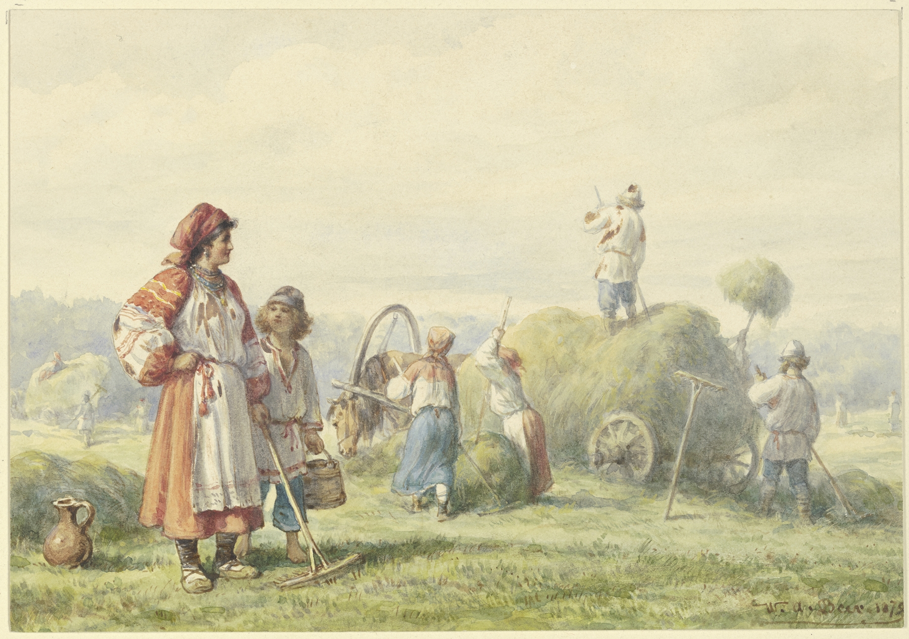 Hay harvest in Russia, oil painting by Wilhelm Amandus Beer