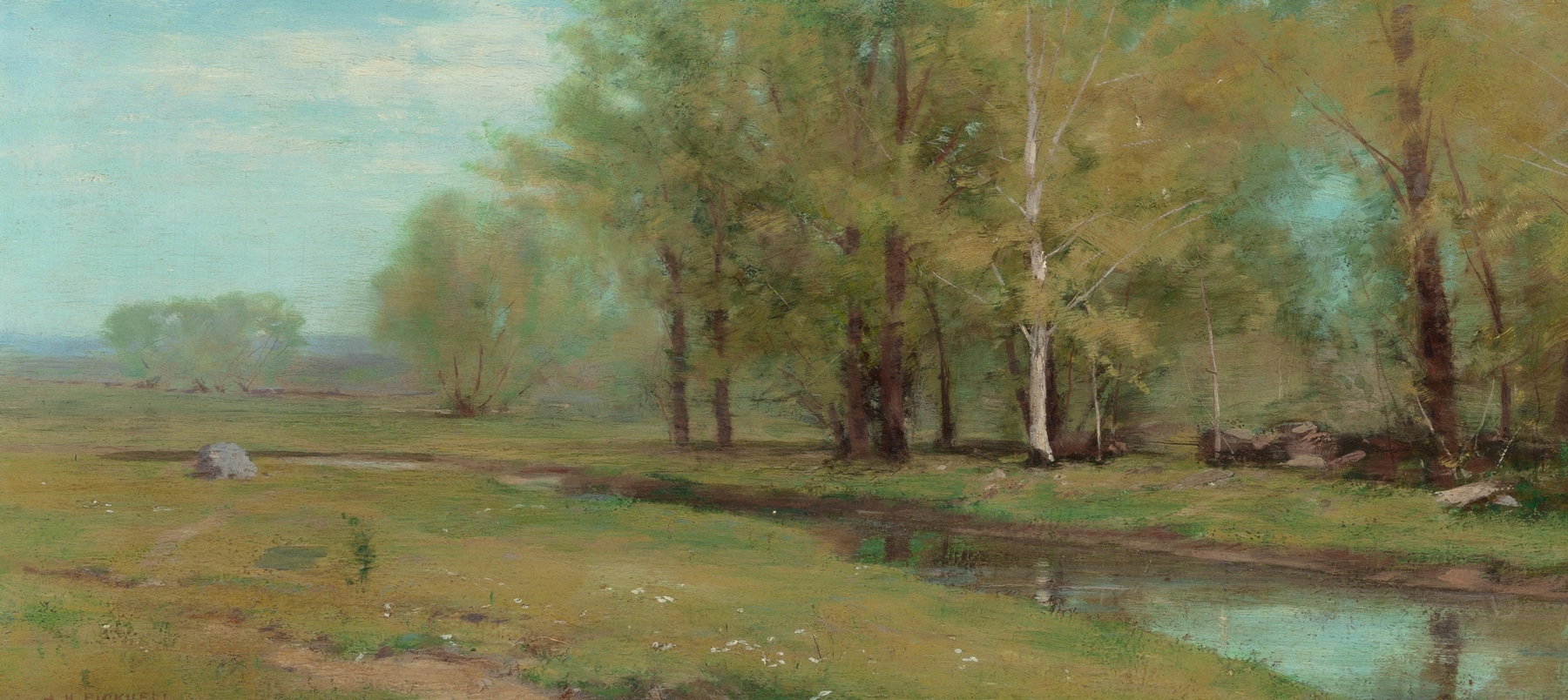 Quiet Stream at a Forest’s Edge, oil on canvas by Albion Harris Bicknell