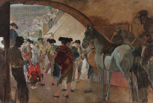 Before the Bullfight captures a lively scene of a bullfighter preparing for the event.
