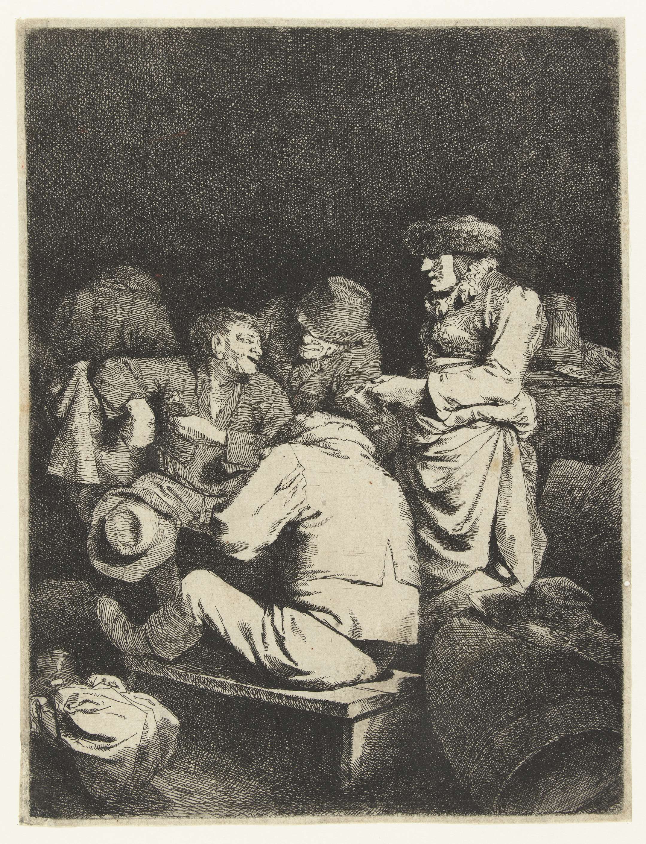 Waardin en gezelschap in herberg, by Cornelis Pietersz. Bega, public domain