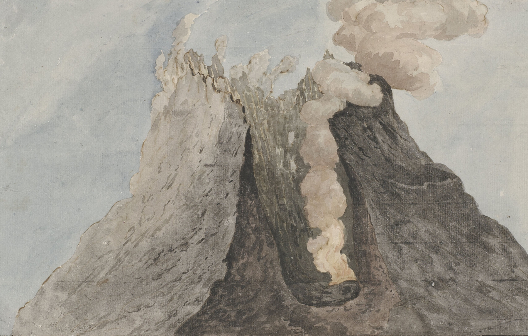 Landscape of a volcanic crater by Willem Carel Dierkens, oil painting