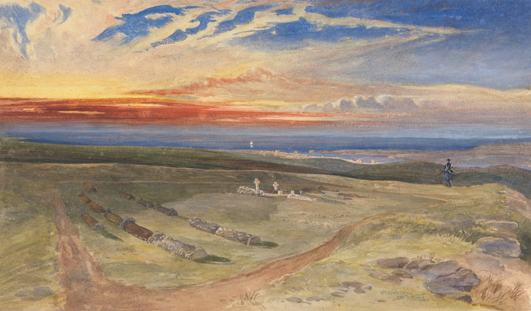 Graves of the Officers in the Fort on Cathcart’s Hill, by William Simpson, public domain