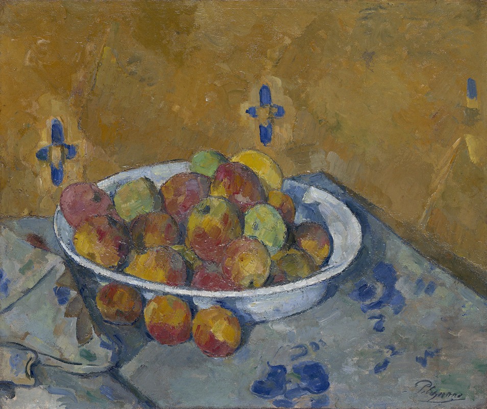 Still life of apples on a plate, oil on canvas by Paul Cezanne