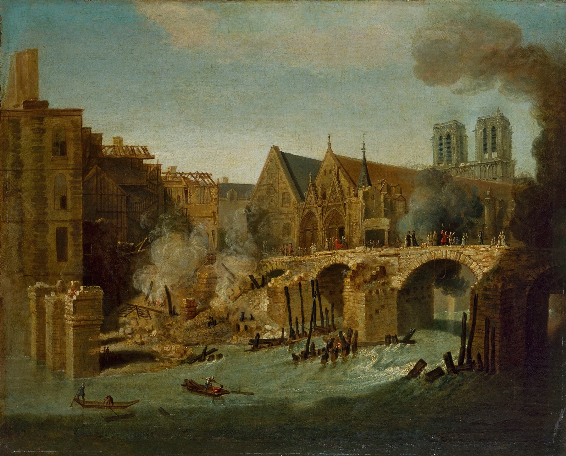Le Petit-Pont, après l’incendie de 1718, by Jean-Baptiste Oudry, public domain