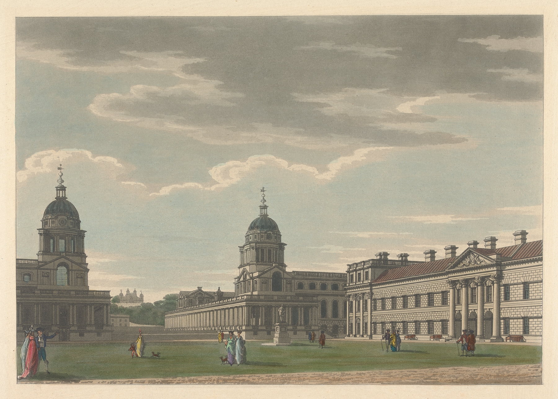 The Great Court of Greenwich Hospital, by Thomas Malton, public domain
