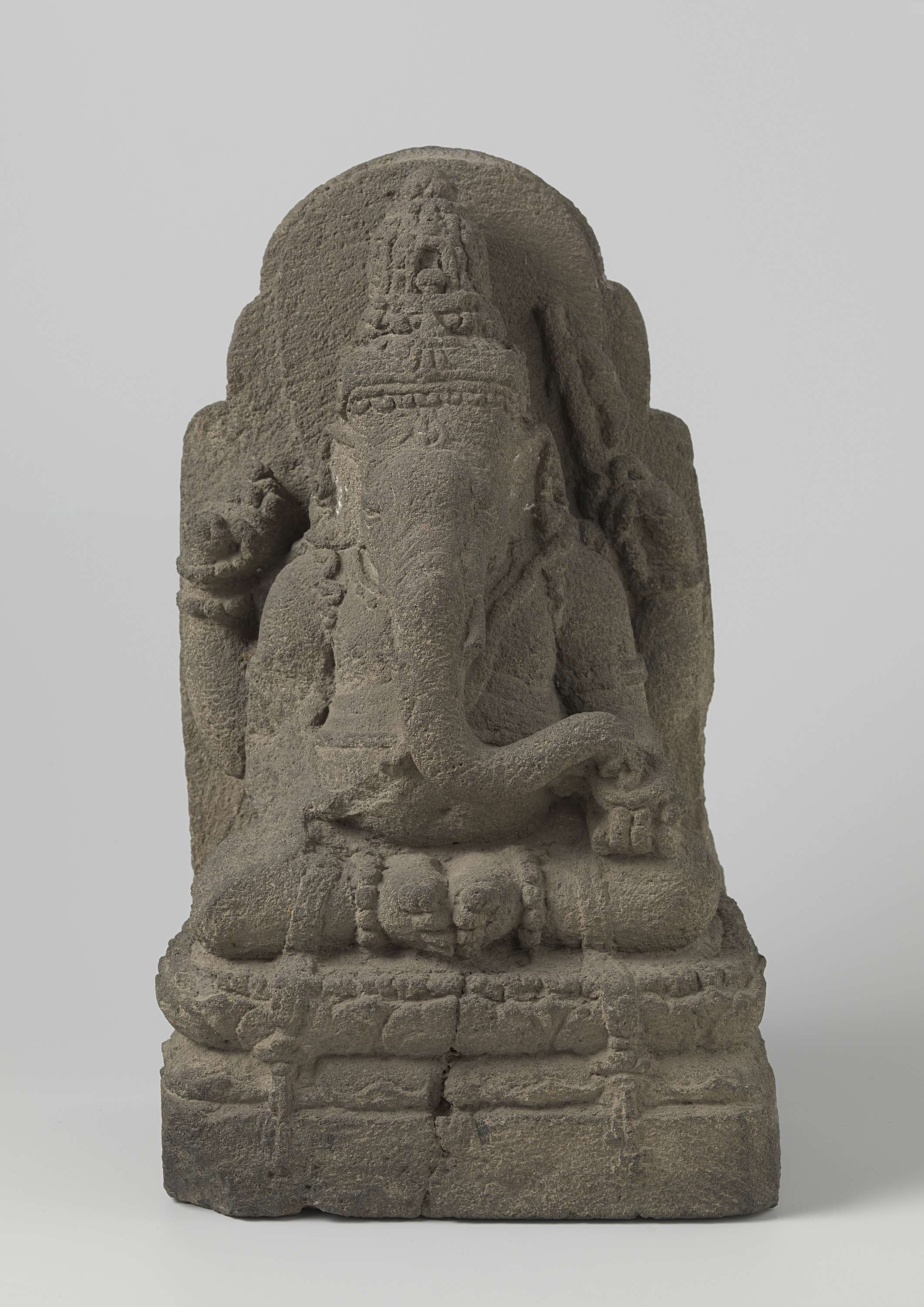 Bronze sculpture of Ganesha by Unknown Artist, featuring an elephant head and prayer beads.