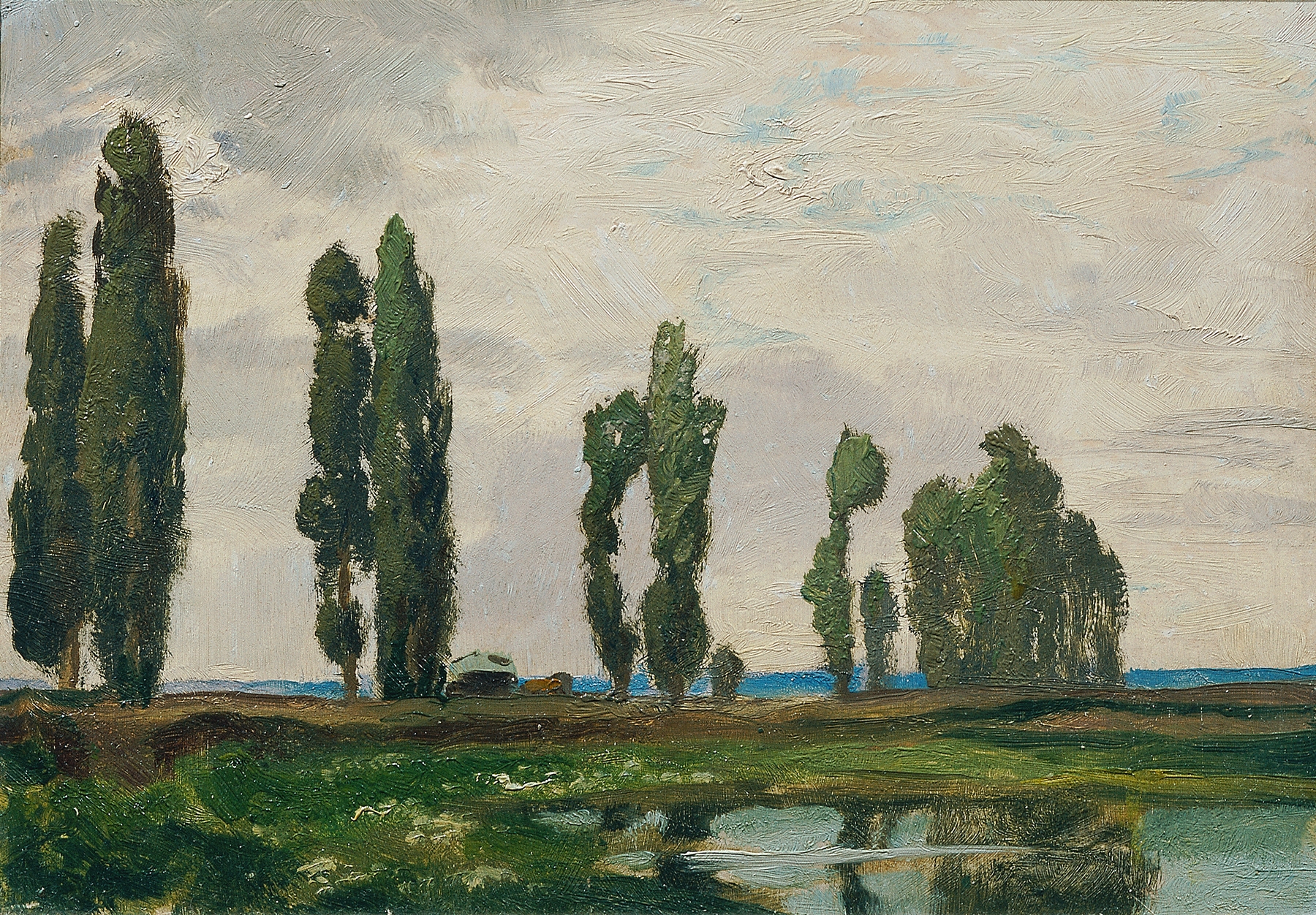 Landscape with greenery and earth tones by Ferdinand Engelmüller, oil painting