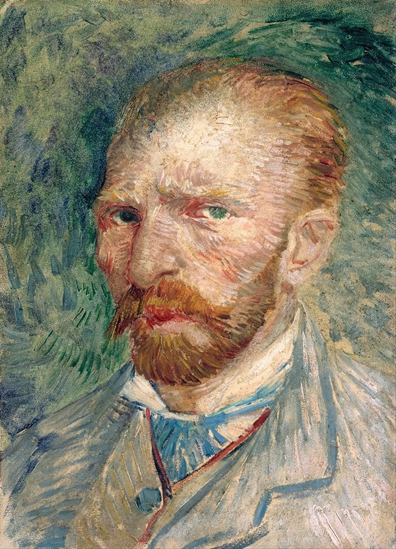 Vincent van Gogh's self-portrait showcases his unique brushwork and vibrant colors.