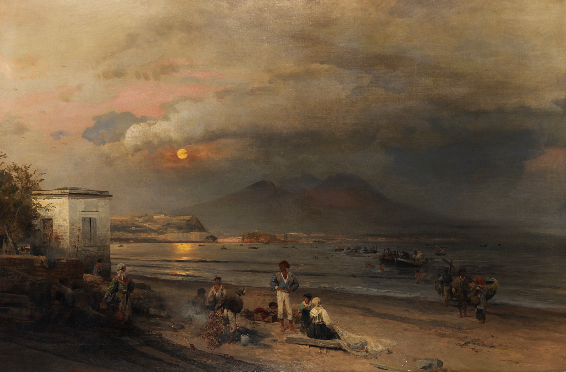 Golf von Neapel, by Oswald Achenbach, public domain