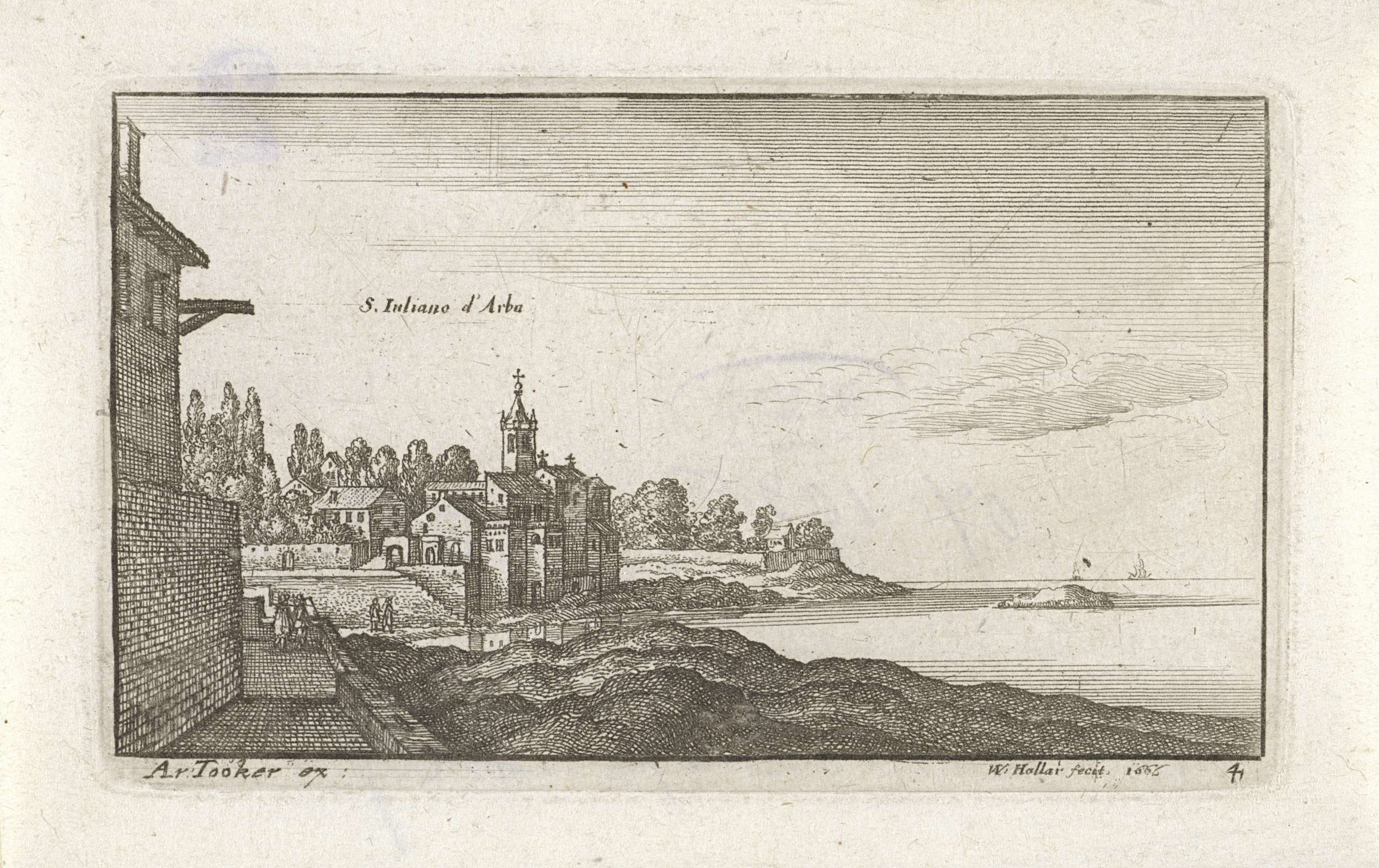 Etching by Wenceslaus Hollar depicting a serene marine landscape with gentle waves.