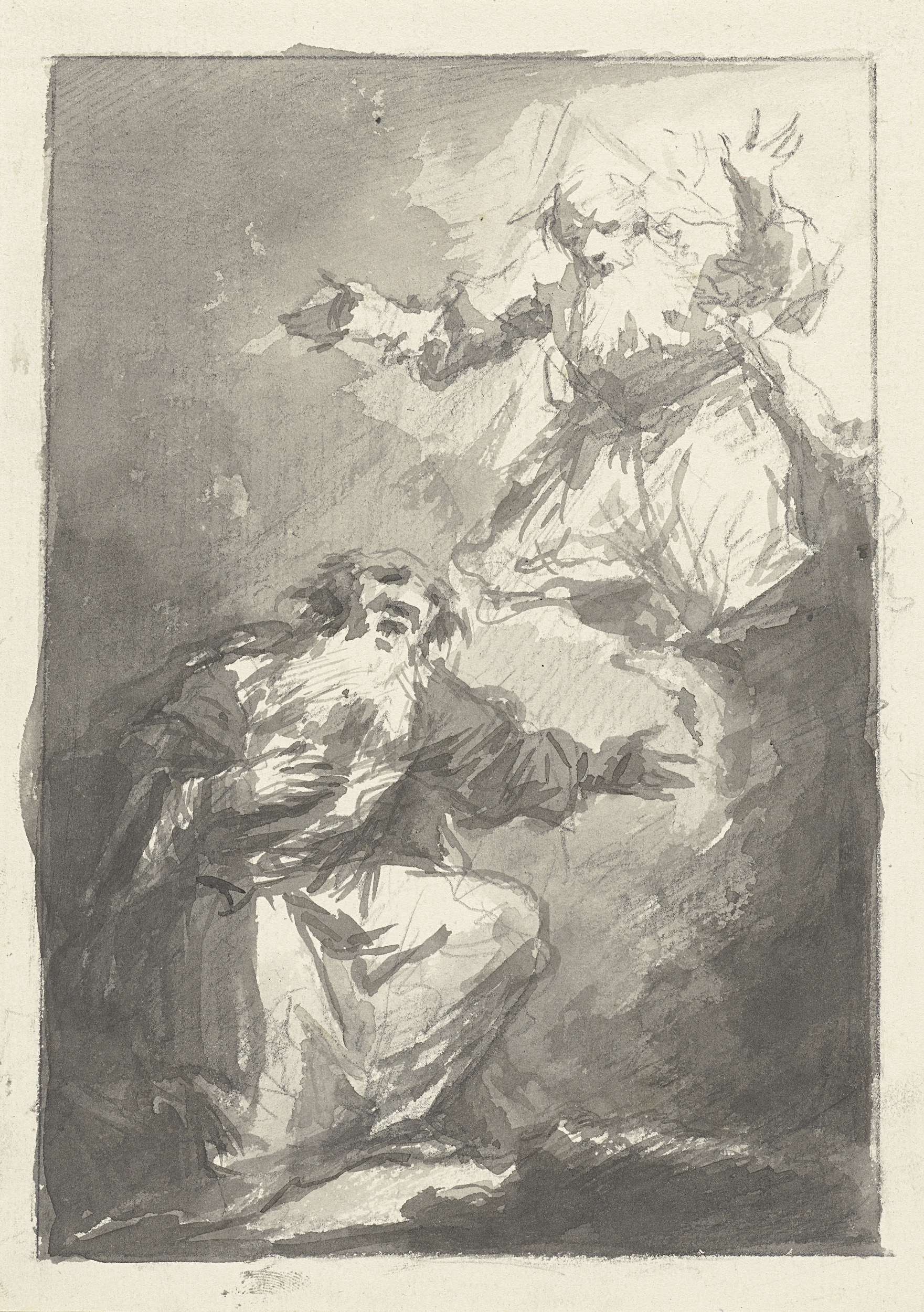 Religious oil painting by Johann Georg Trautmann depicting divine light and revelation.