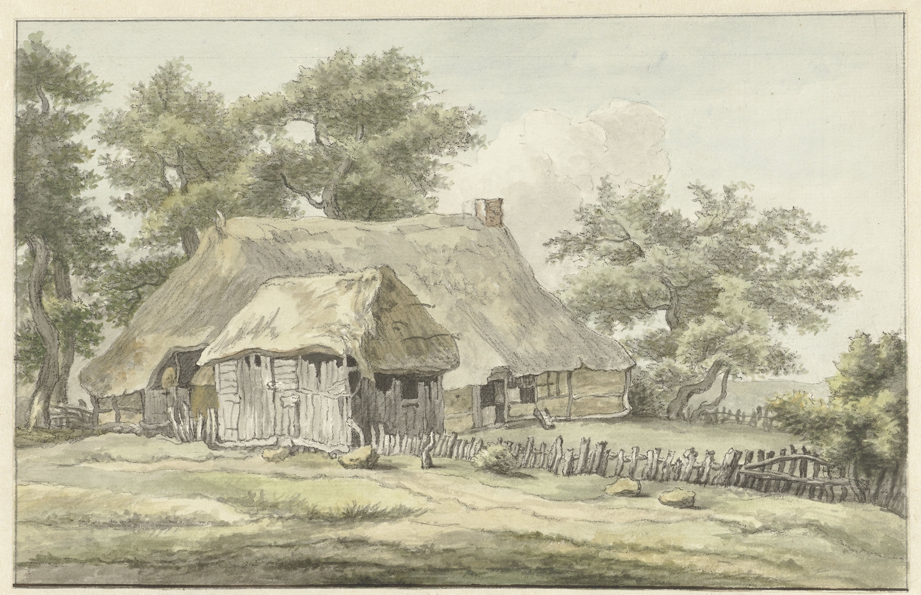 Landscape of Boerderij te Eext, Drenthe by Egbert van Drielst, oil painting