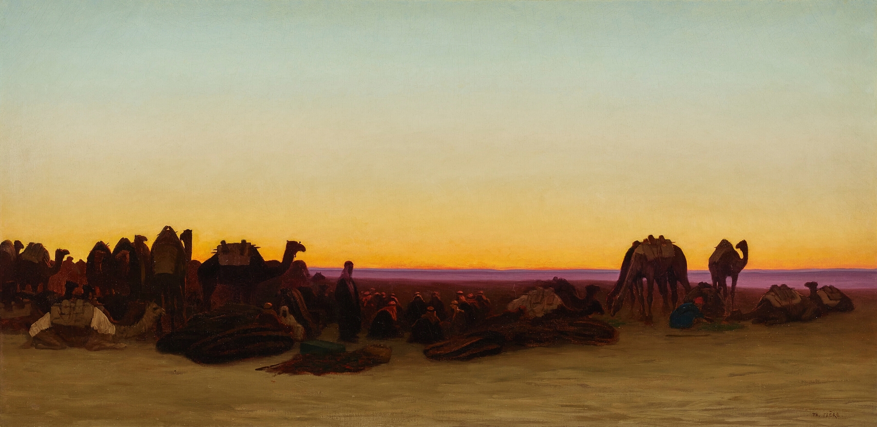 La halte des chameliers, by Charles Théodore Frère, public domain