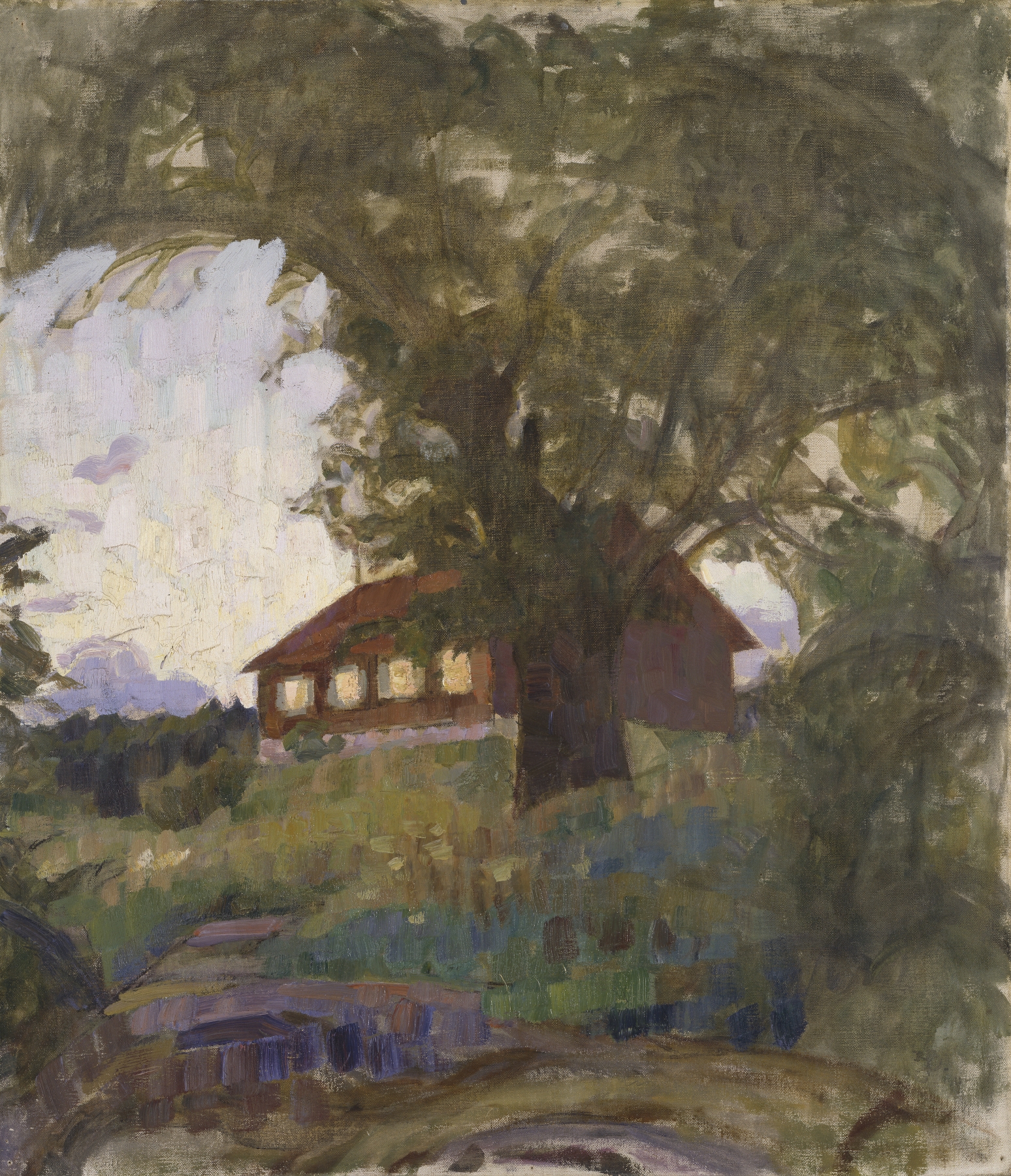 The Verger’s House at Tyresö by Richard Bergh, oil painting of a quaint house with light and shadow.