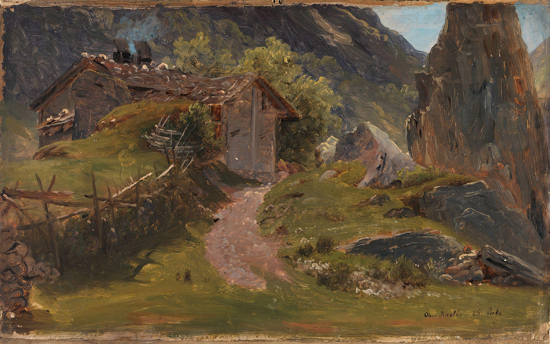 Oil painting by Thomas Fearnley depicting hills and sunlight