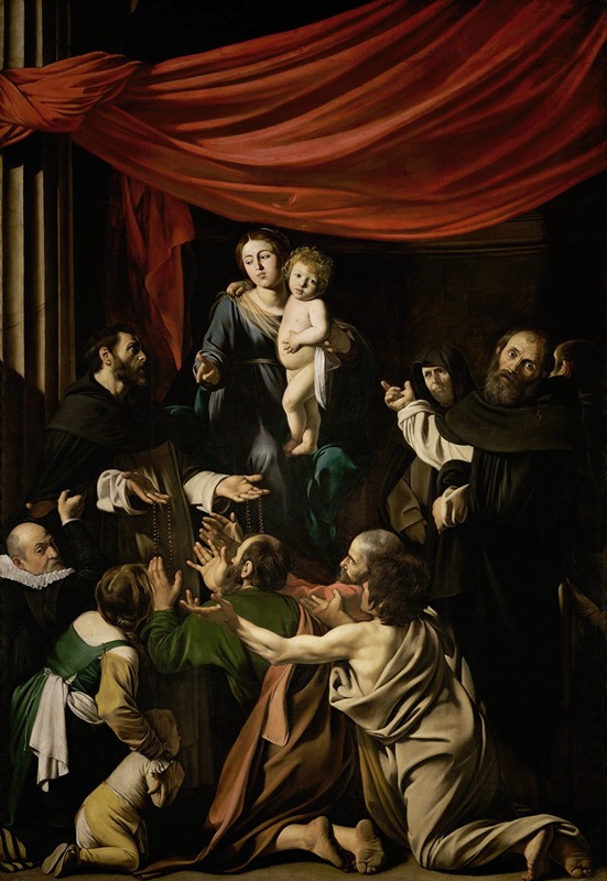 Madonna of the Rosary, by Caravaggio, public domain