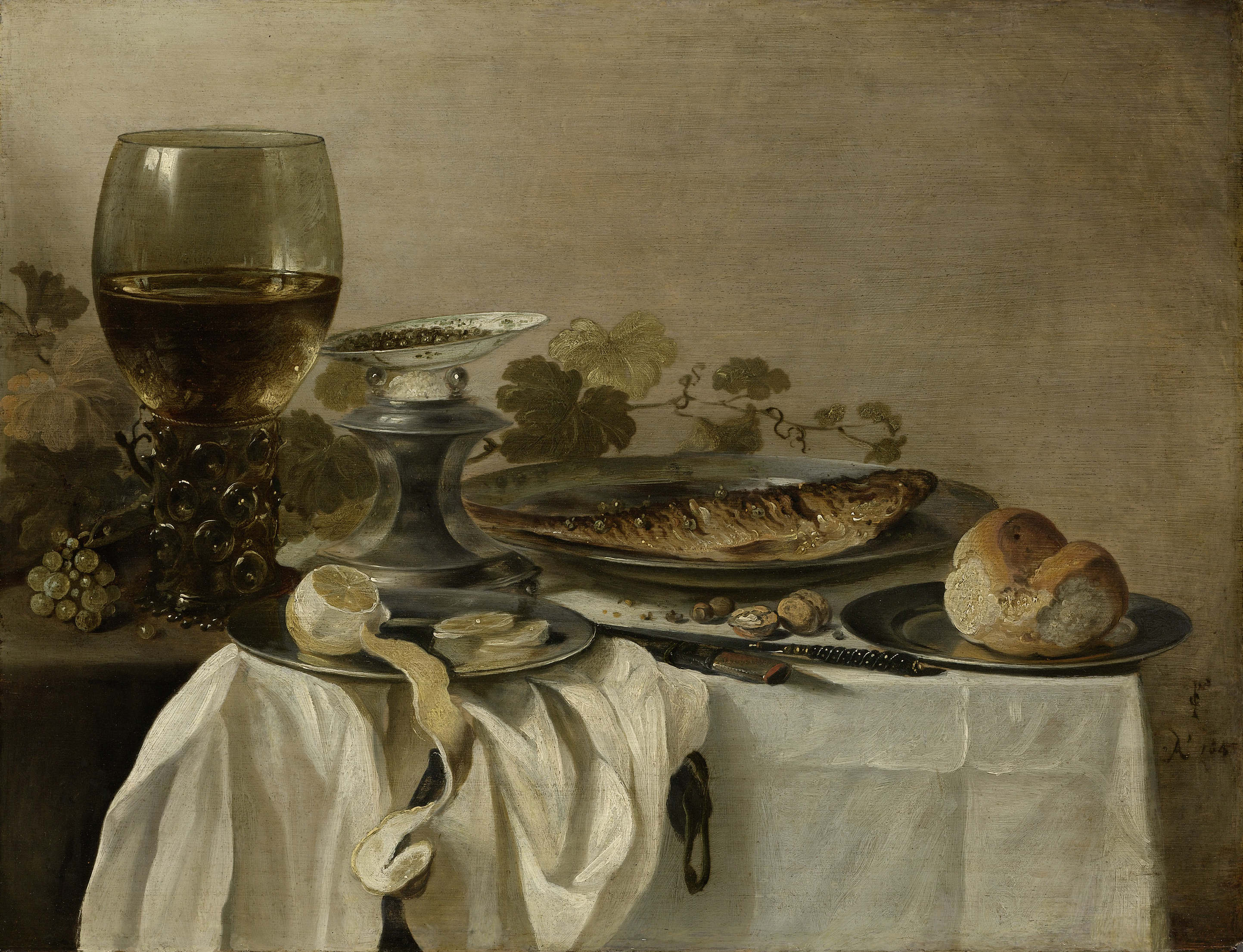 Still Life with a Fish, by Pieter Claesz, public domain