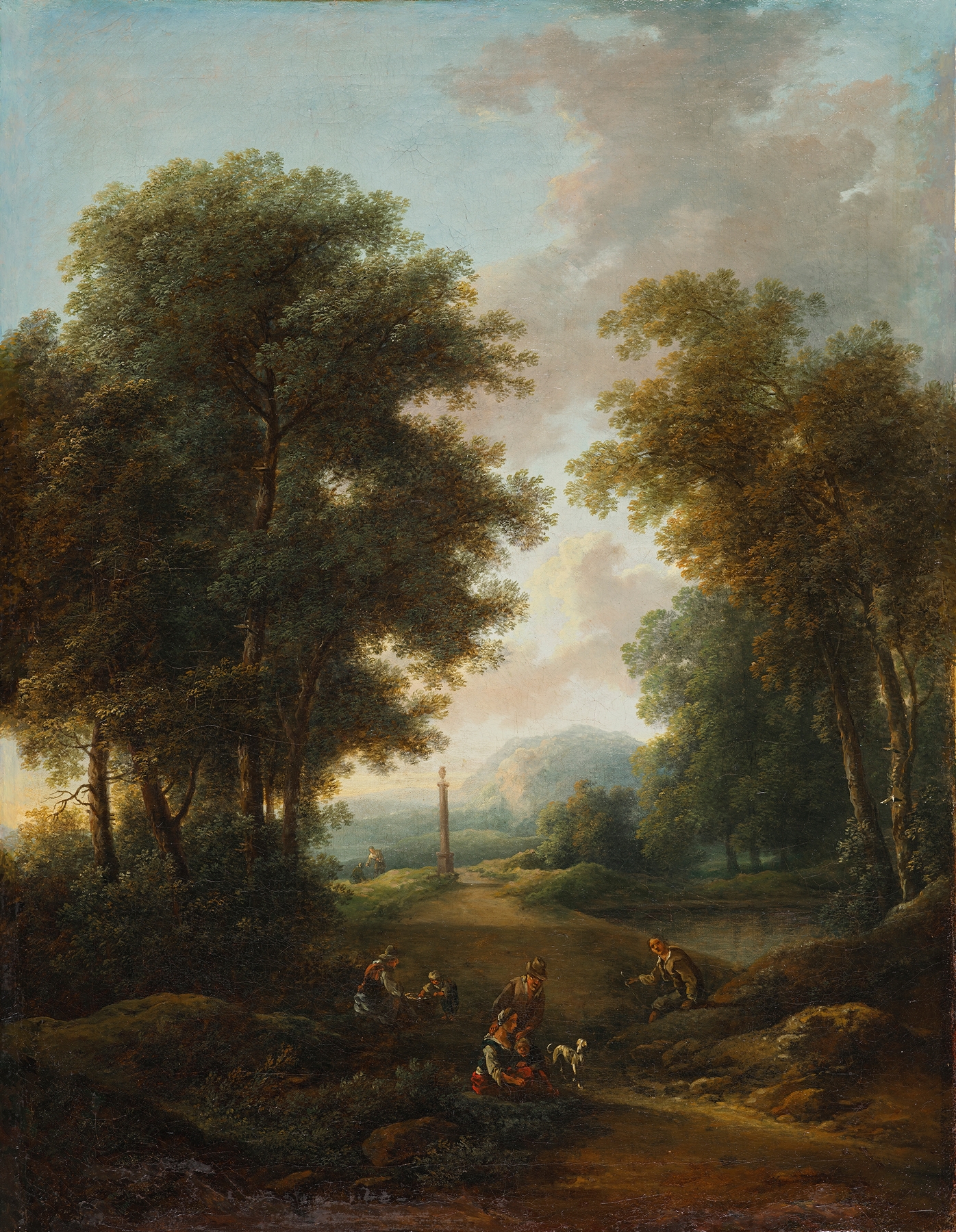 Rococo landscape with trees and shadows by Christian Hilfgott Brand