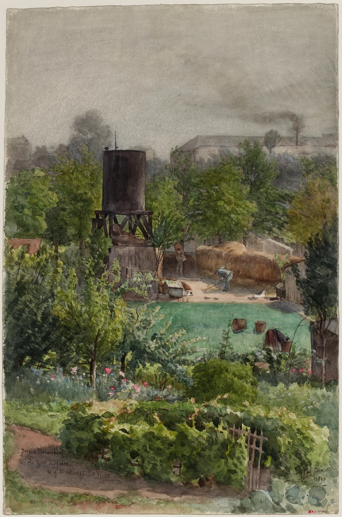 Lush garden scene with vegetables, oil painting by Félix Brard