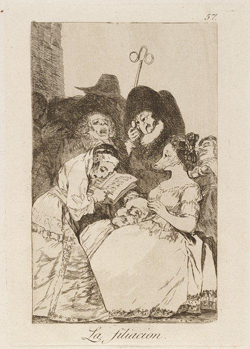 Francisco de Goya's 'La filiacion' explores themes of lineage and identity.