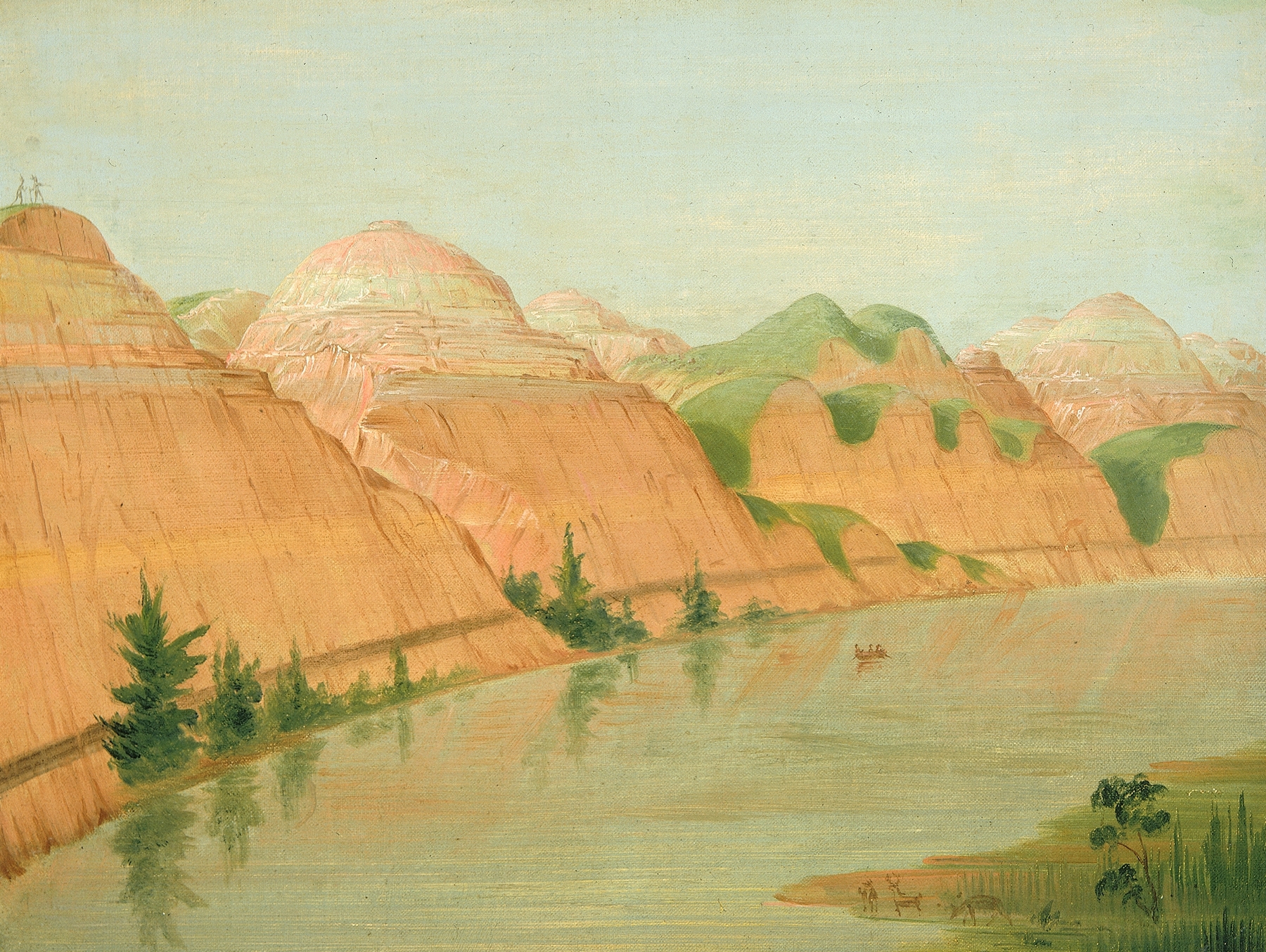 Magnificent Clay Bluffs by George Catlin, oil on canvas, depicting cliffs and a river.