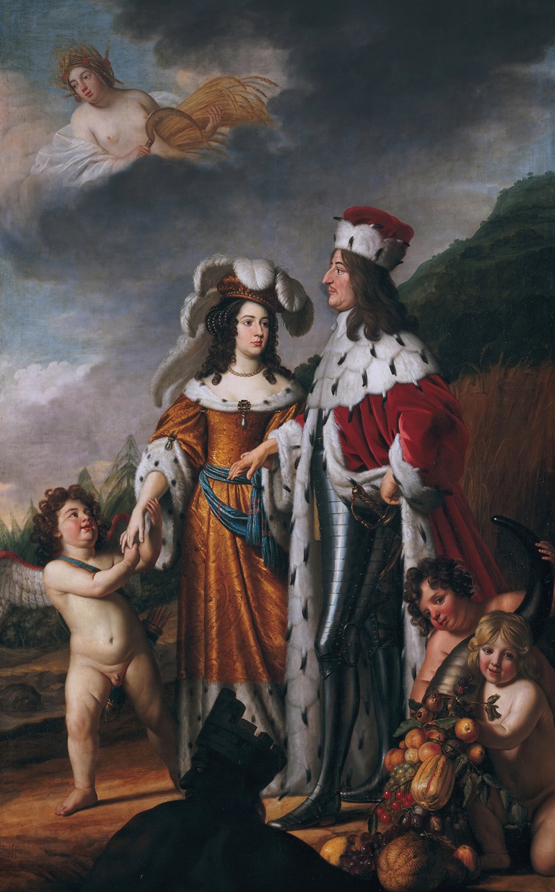 This painting depicts Louise Henriette leading Friedrich Wilhelm to her parents.