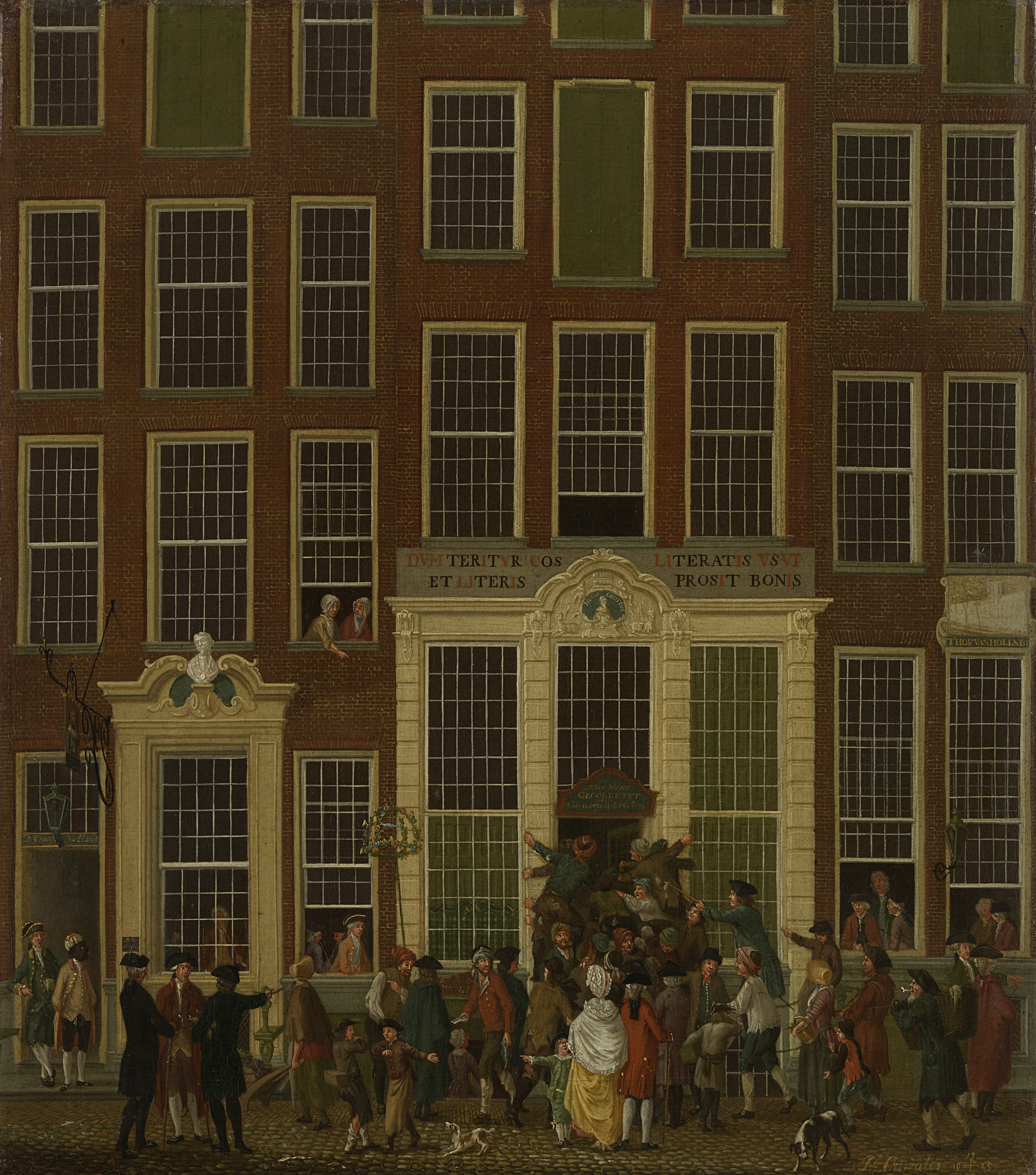 Genre scene of a lottery agency fight, oil on canvas by Isaac Ouwater