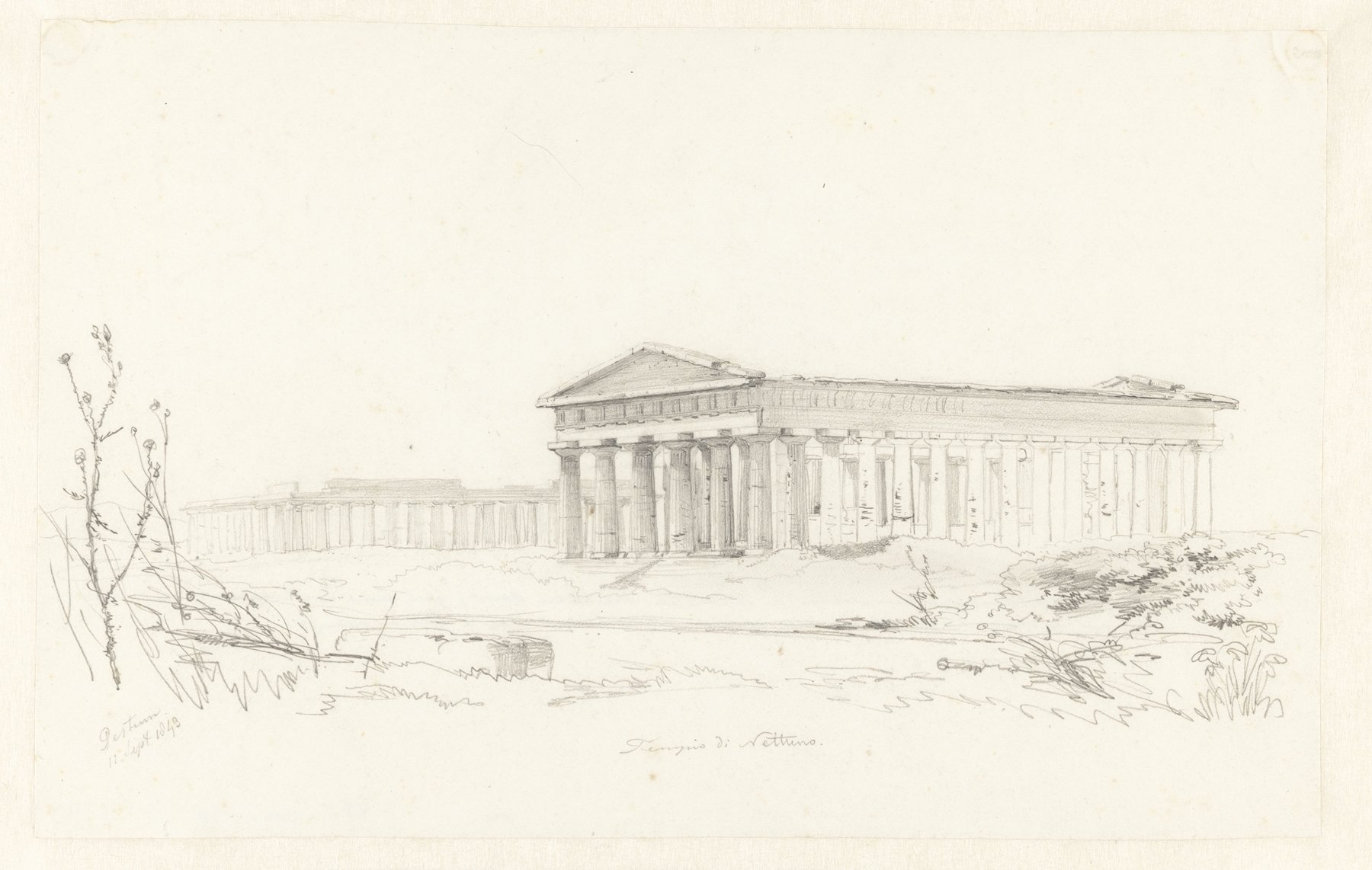 Engraving of De tempel van Neptunus, Paestum by Pierre Louis Dubourcq