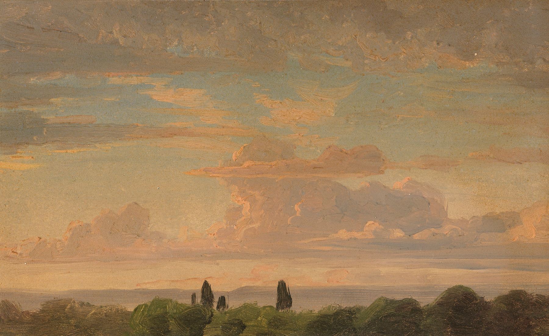 Landschaftsstudie in der Abenddämmerung by Gustav Friedrich Papperitz, oil painting depicting twilight landscape.
