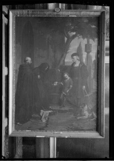 Interior scene with light and shadows, oil painting by Desconegut