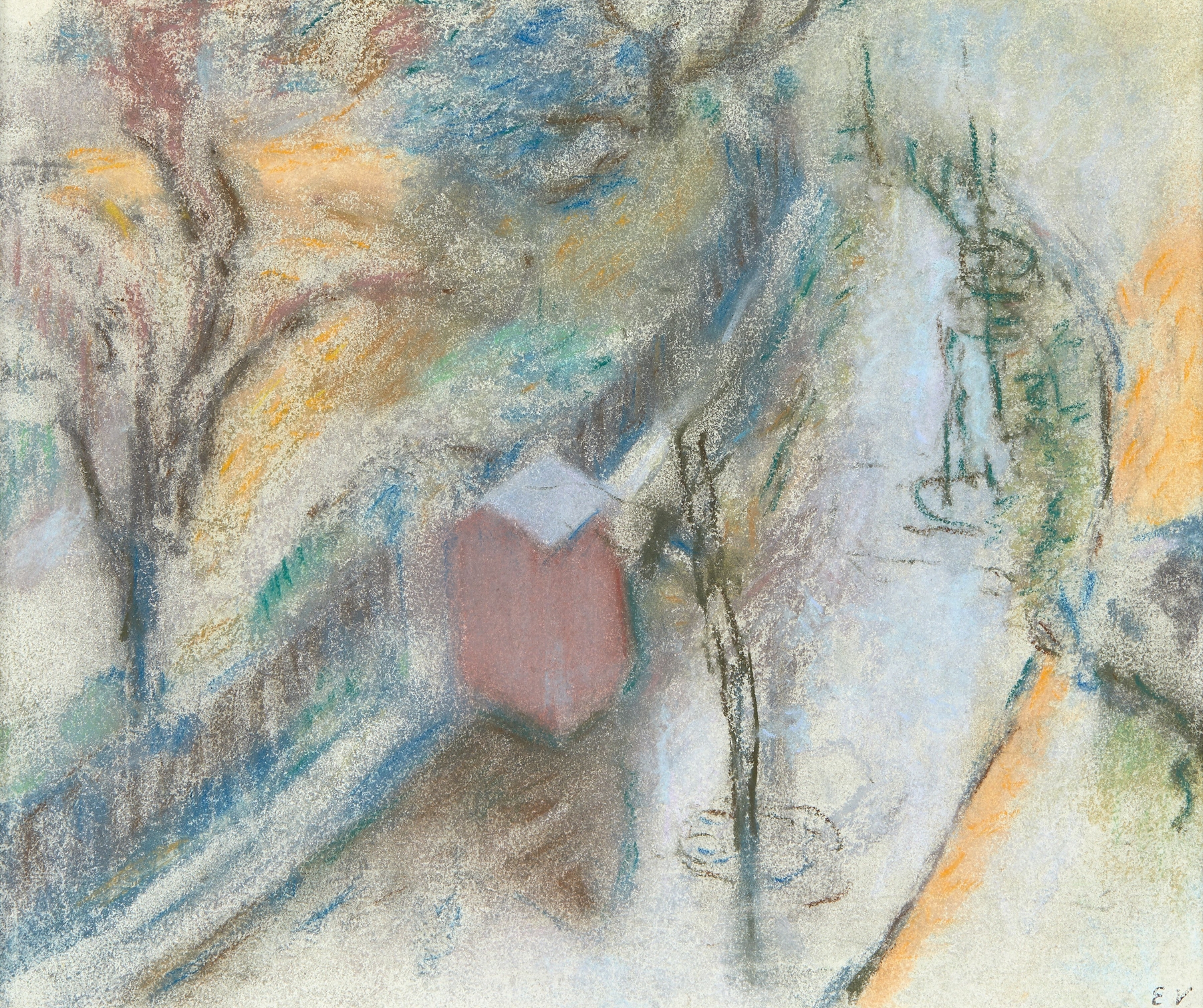 La Guérite du cantonnier, oil on canvas by Édouard Vuillard, depicting a guardhouse in golden light.