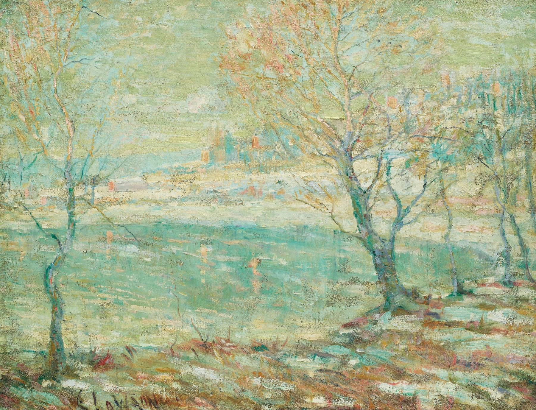 Inwood on the Hudson, In the Snow, by Ernest Lawson, public domain