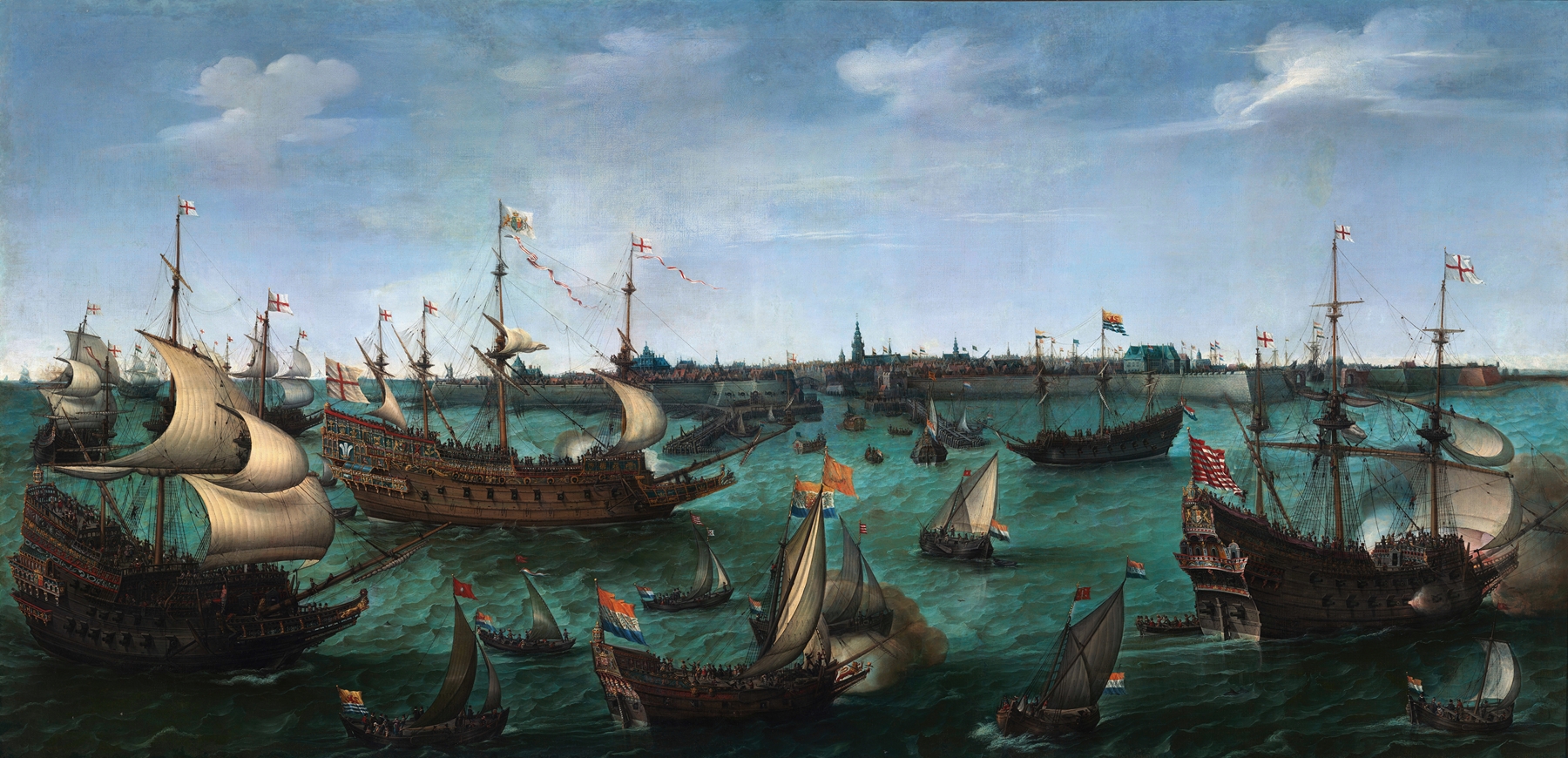 The Arrival of the Elector Frederick V of the Palatinate and Elizabeth Stuart in flushing on 29 April, by Hendrik Cornelisz. Vroom, public domain