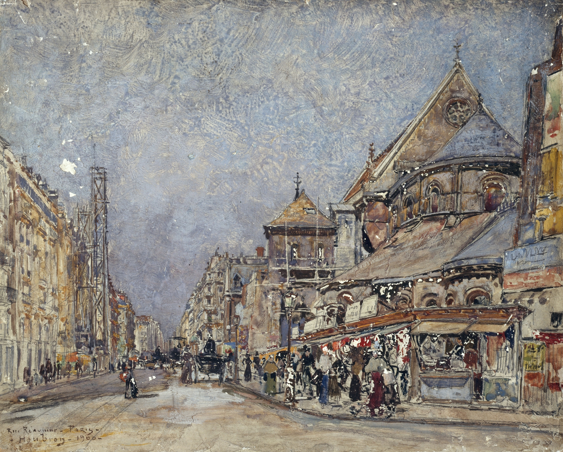 La rue Réaumur et le chevet de l’église Saint-Martin-des-Champs by Frédéric Houbron, impressionism
