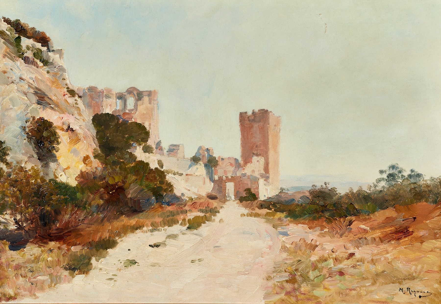 Fortifications by Marius Reynaud, Post-Impressionism, landscape with soft hues and earth tones