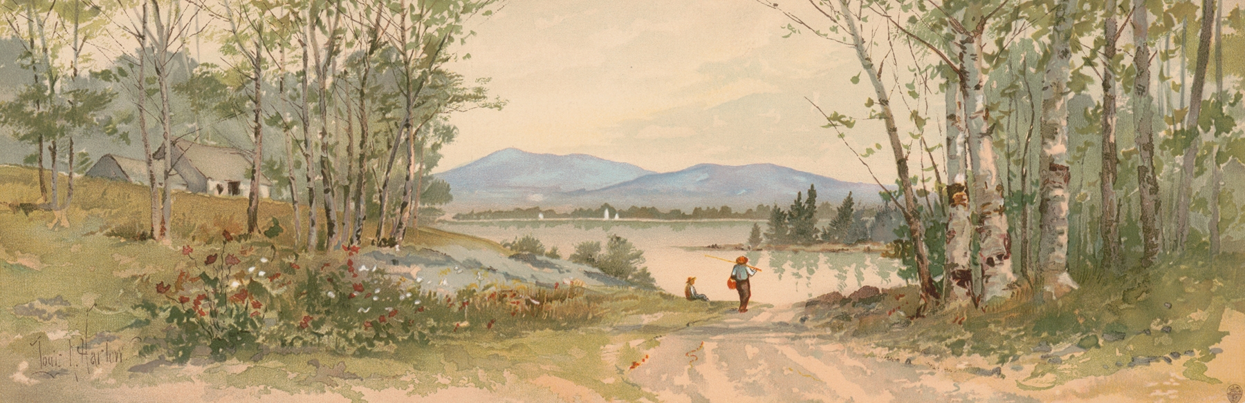 Landscape of hills in Blue Hills, Camden, Me. by Louis Kinney Harlow, oil painting