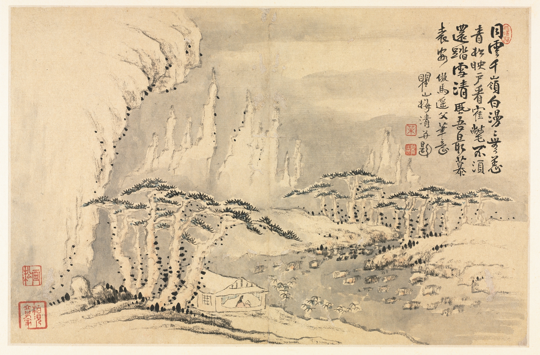 Landscapes in Various Styles after Old Masters 10, by Mei Qing, public domain