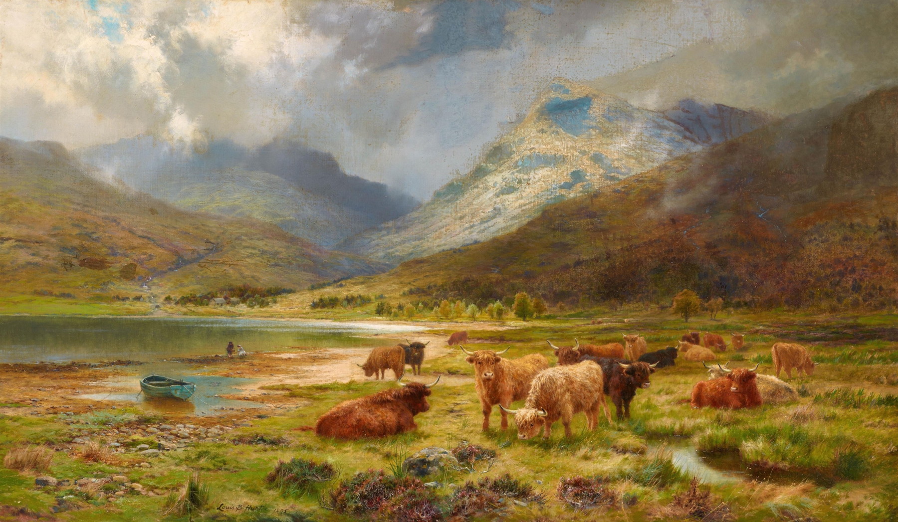 Landscape of rolling hills in the highlands, oil on canvas by Louis Bosworth Hurt