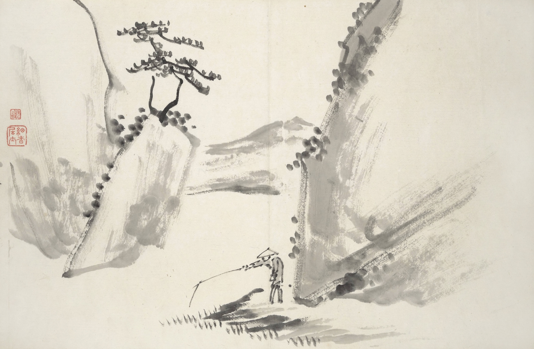 Figurative ink on paper work by Hine Taizan depicting ethereal silhouettes.