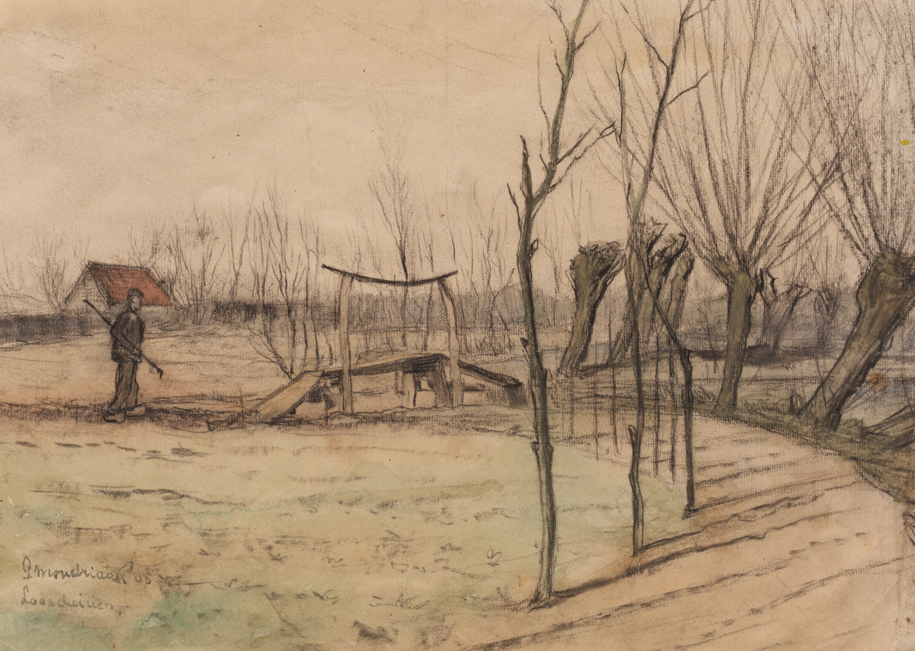 Landscape at Loosduinen, by Piet Mondrian, public domain