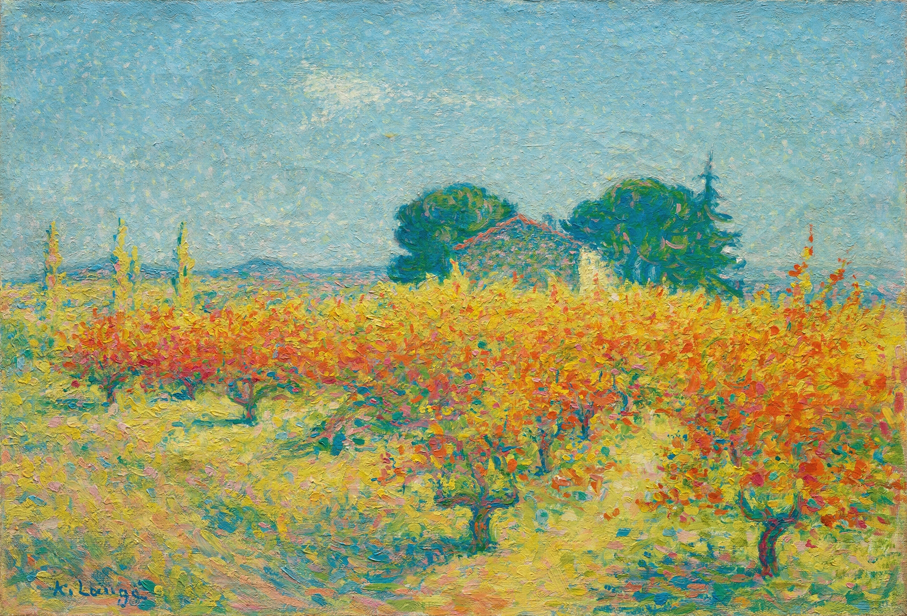 Landscape with vibrant colors by Achille Laugé, oil painting