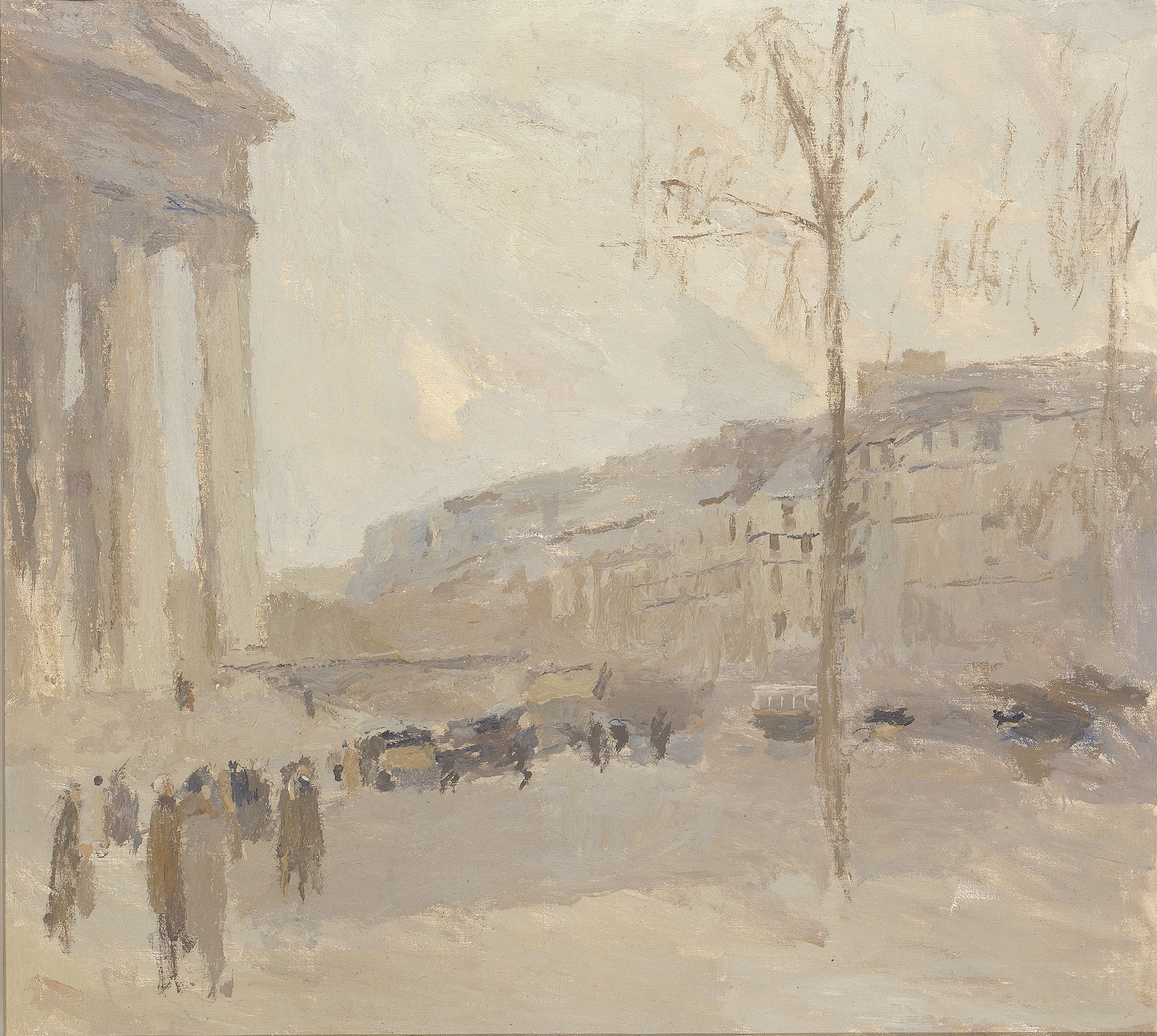 Place de la Madeleine no. I by Frank Edwin Scott, oil on canvas depicting an urban landscape