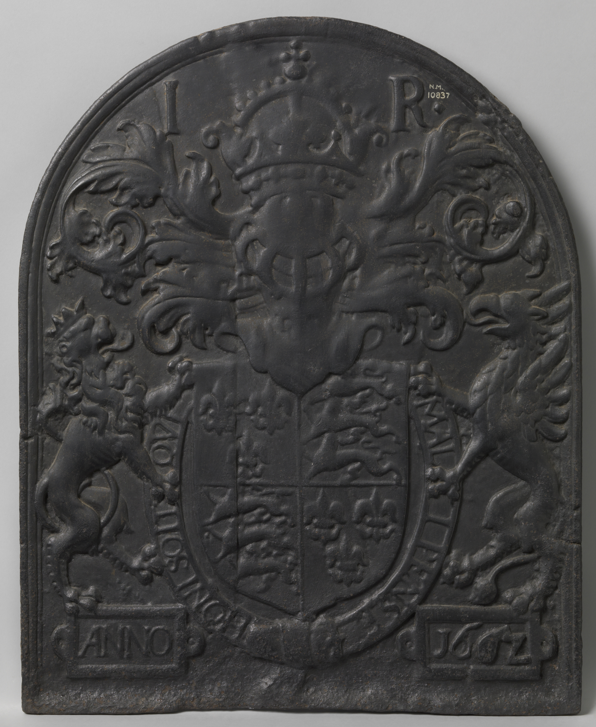 decorative metalwork shield with coat of arms by Unknown Artist