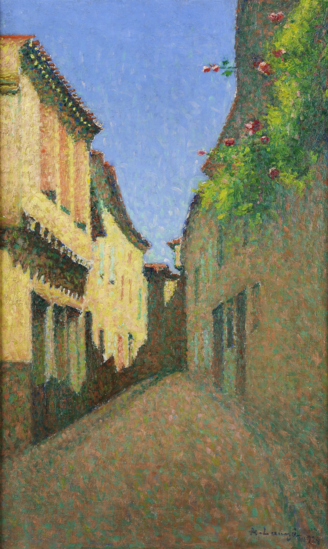 Vibrant flowers on a balcony, oil painting by Achille Laugé