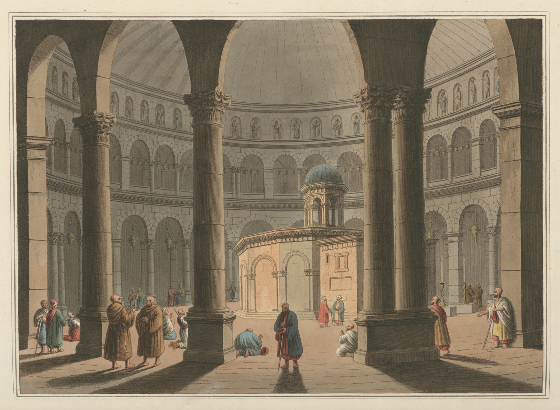 Church of the Holy Sepulchre by Luigi Mayer, architecture in golden light.