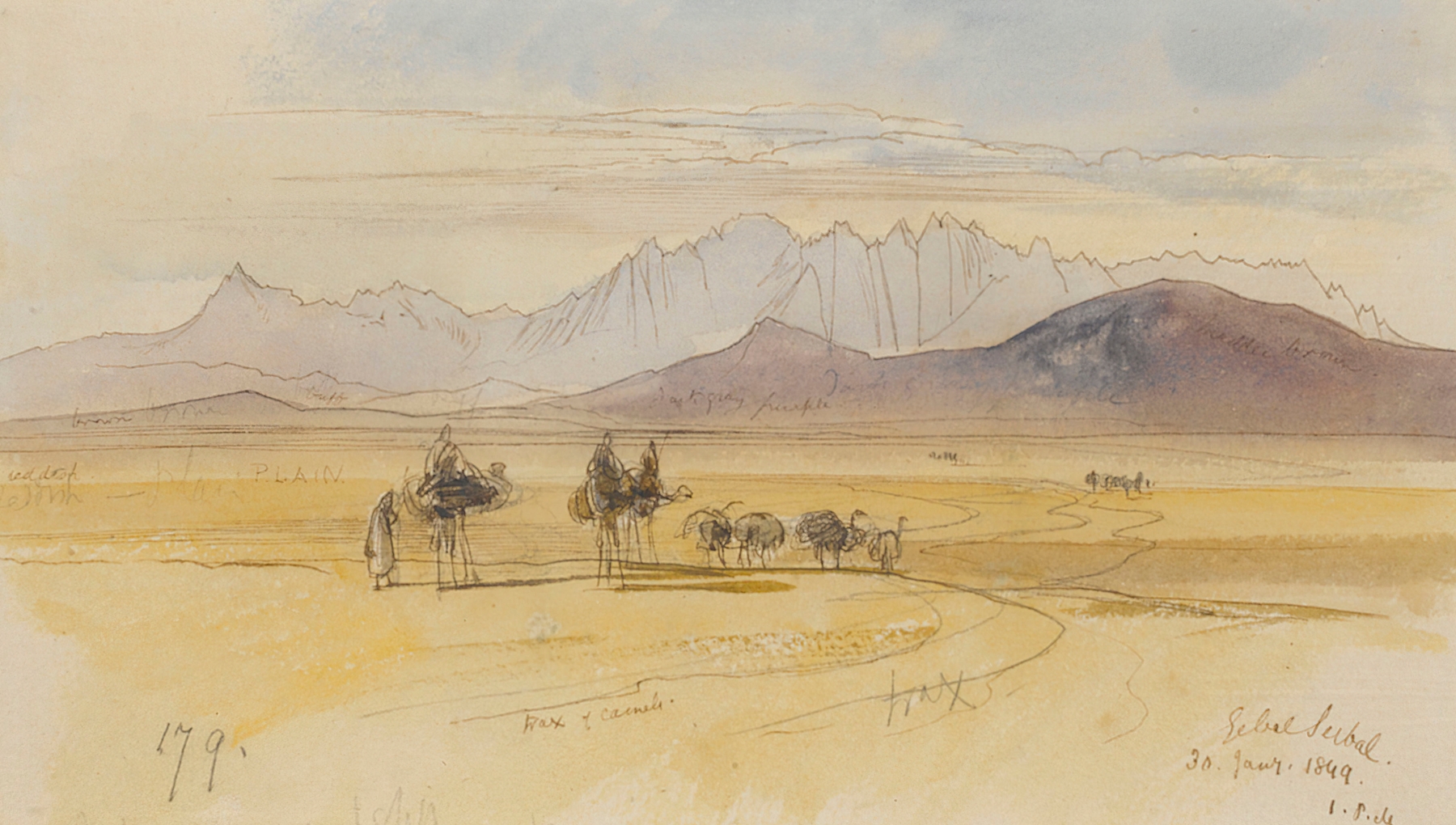 Gebel Serbal, Egypt, by Edward Lear, public domain
